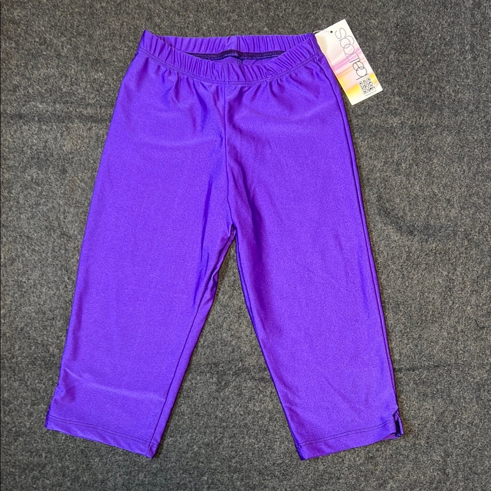Vivid Purple Spandex Cropped Dance Pants M (8-10) NWT